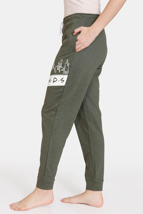 Zivame Friends Knit Poly Loungewear Bottom - Rifle Green — image 3